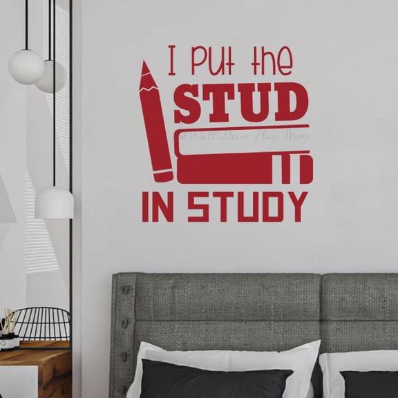 I Put Stud in Study Boys Bedroom Quote School Classroom Wall Decal Sticker 23x23-Inch Red