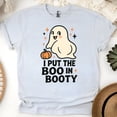 thumbnail image 1 of I Put The Boo In Booty Graphic Tee Funny Ghost Pumpkin Shirt, Ash, Size S, 1 of 6