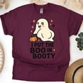 thumbnail image 1 of I Put The Boo In Booty Graphic Tee Funny Ghost Pumpkin Shirt, Maroon, Size 2XL, 1 of 6