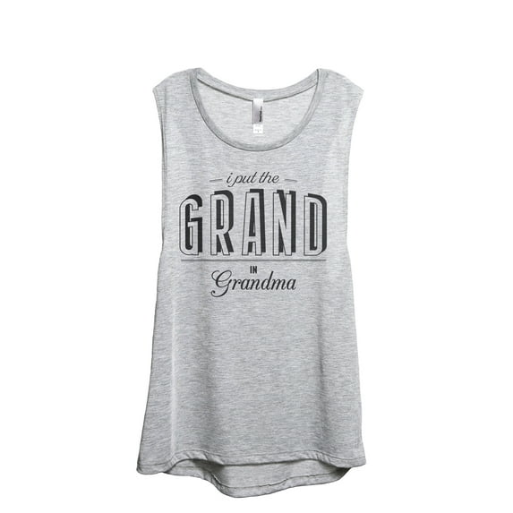 I Put The Grand In Grandma Women's Fashion Sleeveless Muscle Workout Yoga Tank Top Sport Grey 2X-Large