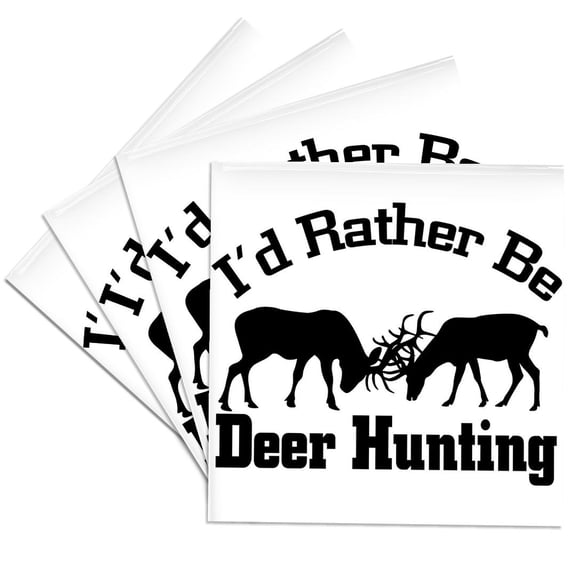 3drose, I Rather Be Deer Hunting Deer Gifter for Men, Set of 4 Ceramic Tile Coasters