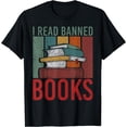 thumbnail image 1 of I Read Banned Books Library Magazines Reading T-Shirt Black Small, 1 of 4