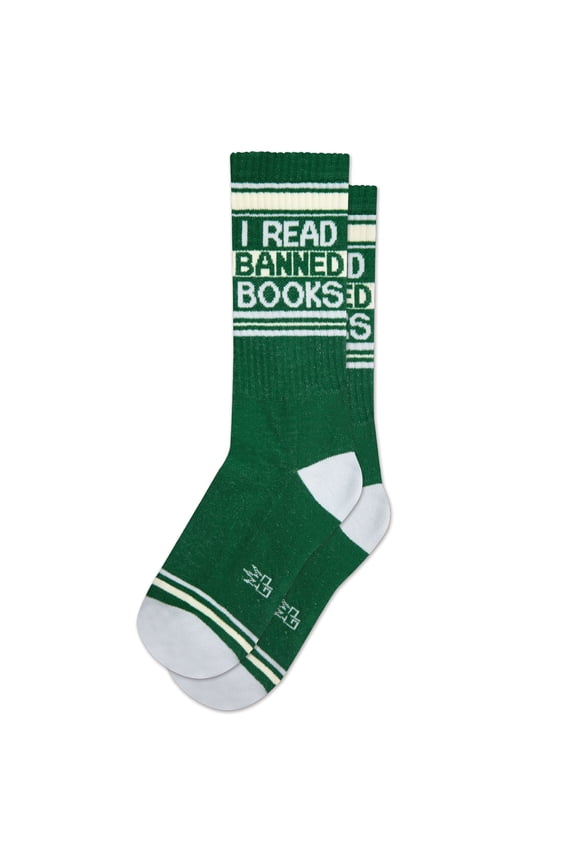 I Read Banned Books, Novelty Gift Socks for Men, Women and Teens, Funny Cool Crew Socks (Made in the USA)