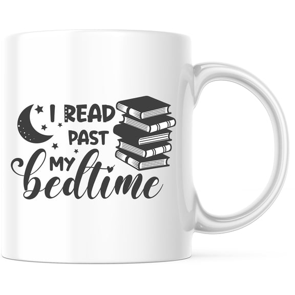 I Read Past My Bedtime Mug - Book Lover Gift, Reading Mug, Literary Novelty for Bookworms, Moon Design Coffee Cup, Books & Readers Gift - 11 Ounce Novelty Coffee Cup - WMUG0204