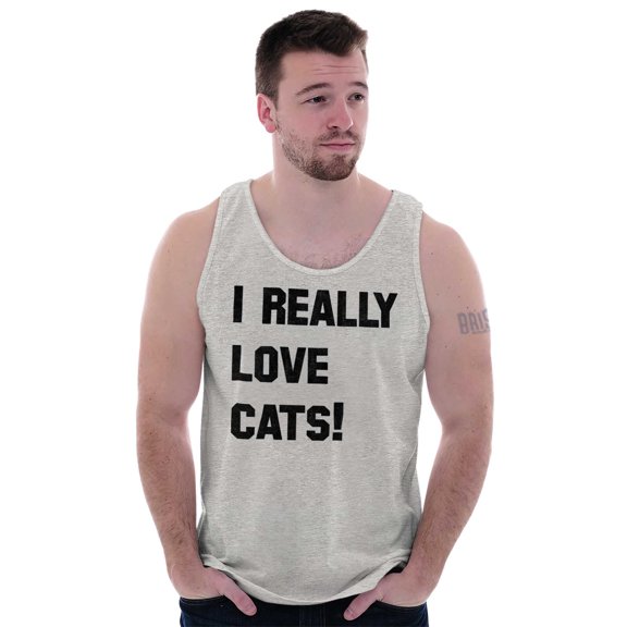I Really Love Cats Enthused Pet Lover Plus Size Graphic Tank Top Brisco Brands 2X