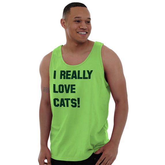 I Really Love Cats Enthused Pet Lover Tank Top T Shirts Men Women Brisco Brands S