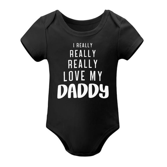 I Really Love My Daddy - Baby Clothes - Funny Newborn Bodysuit Outfits for Boys And Girls Black-style 3months
