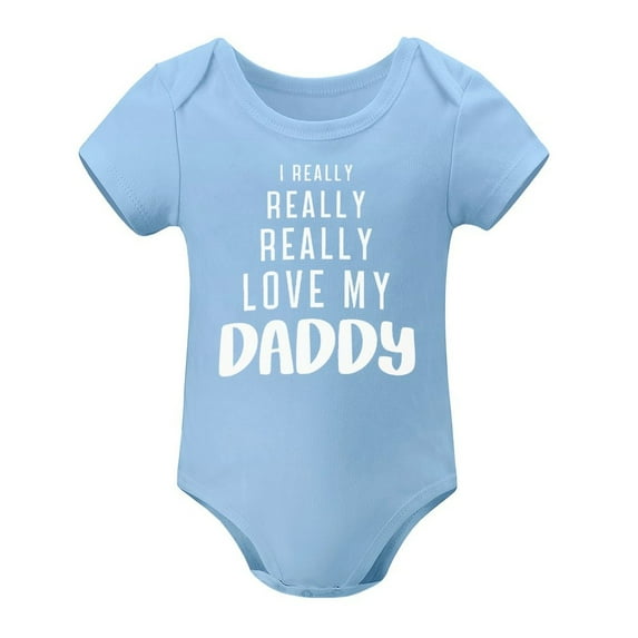 I Really Love My Daddy - Baby Clothes - Funny Newborn Bodysuit Outfits for Boys And Girls Sky Blue-style 6months