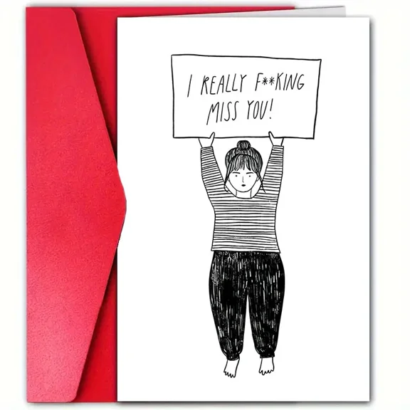 I Really Miss You Greeting Card Humorous Hand-Drawn Design with Envelope Perfect for Staying Connected with Friends & Loved Ones