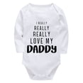 thumbnail image 1 of I Really Really Really Love My Daddy Newborn Onesie Zipper Long Sleeve Going Home Outfit Baby Girl White Baby Boy Romper Sum, 1 of 2