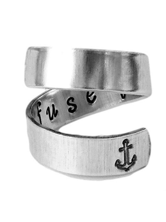I Refuse to Sink Anchor Wrap Twist Ring - Adjustable Aluminum Ring