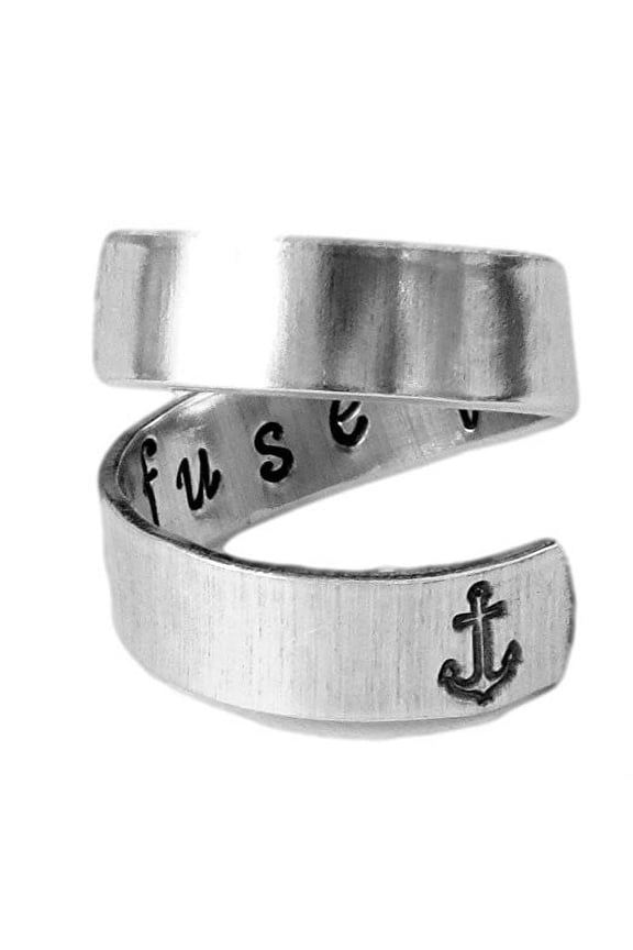 I Refuse to Sink Anchor Wrap Twist Ring - Adjustable Aluminum Ring