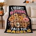 thumbnail image 1 of I Regret Nothing Pass Bagels, Playful Artistic Scene, Warm Flannel Blanket for Living Room and Bedroom with Detailed Artwork, Art Lovers Thanksgiving Gift, Playful Home Decor, 1 of 9