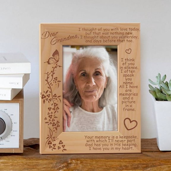 I Remember You Dear Grandma Personalized Wooden Picture Frame 4" x 6" Brown (Vertical)