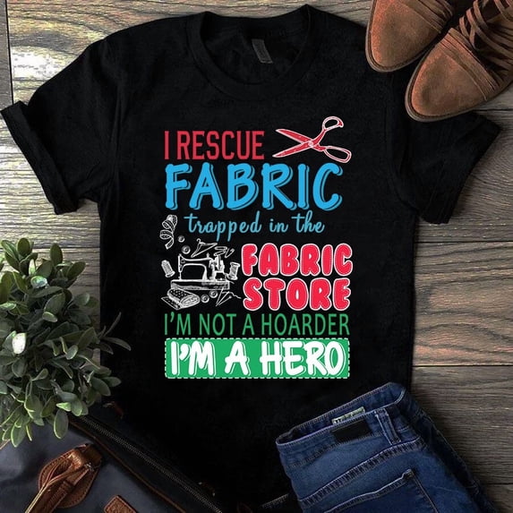 Text Tile Material I Rescue Fabric Trapped in the Fabric Store I'm a Hero Sewing Quilting ...
