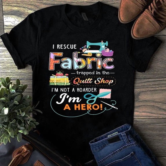 Text Tile Material I Rescue Fabric Trapped in the Quilt Shop I'm Not a Hoarder I'm a Hero ...