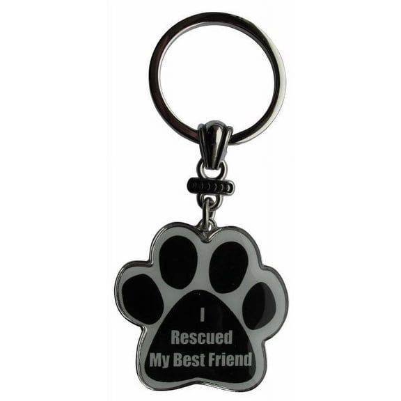I Rescued My Best Friend Paw Print Keychain