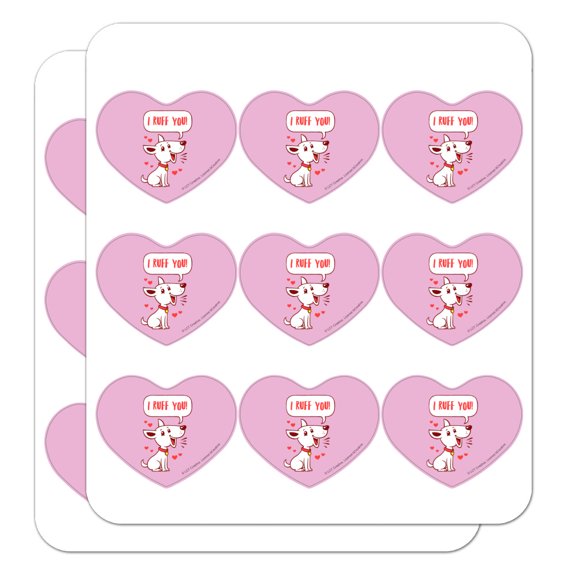 I Ruff Love You Dog Funny Humor Heart Shaped Planner Calendar Scrapbook Craft Stickers