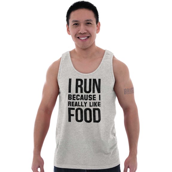 I Run Because I Like Food Cardio Joke Plus Size Graphic Tank Top Brisco Brands 2X