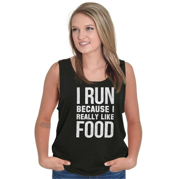 I Run Because I Like Food Cardio Joke Tank Top T Shirts Men Women Brisco Brands L