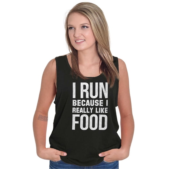 I Run Because I Like Food Cardio Joke Tank Top T Shirts Men Women Brisco Brands X