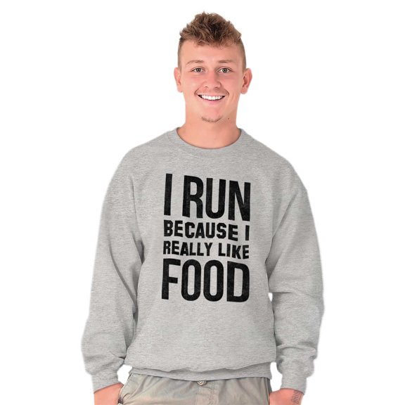 I Run Because I Like Food Cardio Joke Unisex Plus Fleece Graphic Sweatshirt Brisco Brands 3X