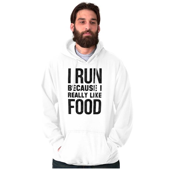 I Run Because I Like Food Cardio Joke Unisex Plus Fleece Graphic Hoodie Brisco Brands 3X