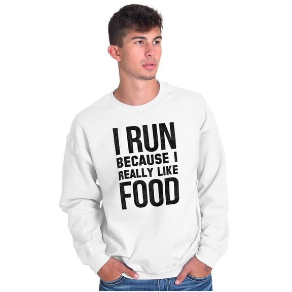 I Run Because I Like Food Cardio Joke Unisex Plus Fleece Graphic Sweatshirt Brisco Brands 4X