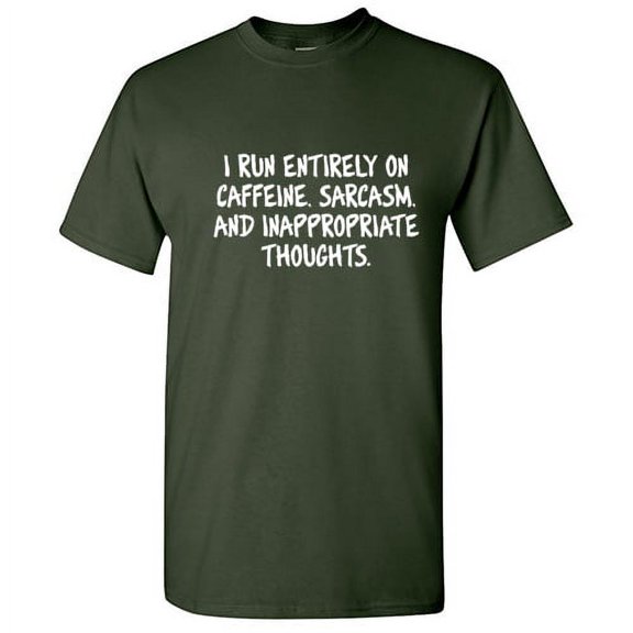 I Run Entirely On Caffine Sarcasm Saying Tshirts Novelty Humor Graphic Tees Gift For Coffee Lovers Christmas Birthday Party Anniversary Holiday Funny Sarcastic T Shirt