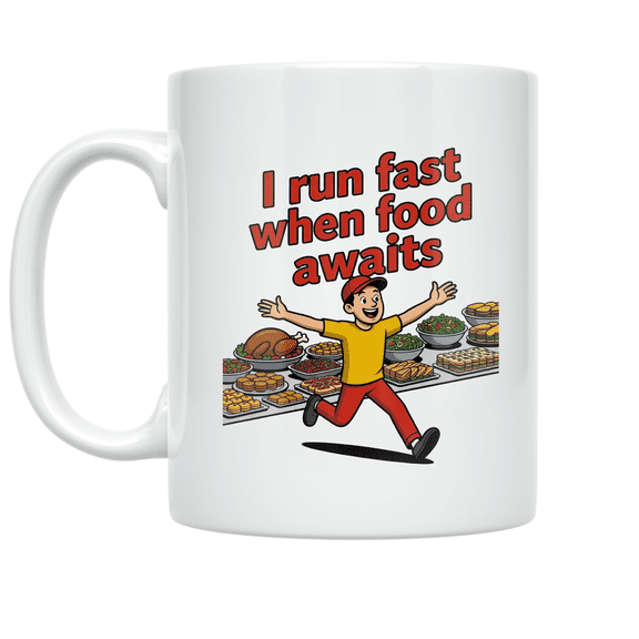 I Run Fast When Food Awaits - Buffet Enthusiast - 11 oz Ceramic Coffee Mug