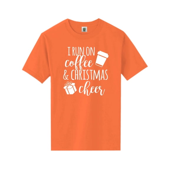 I Run On Coffee & Christmas Cheer Short Sleeve Neon T-Shirt