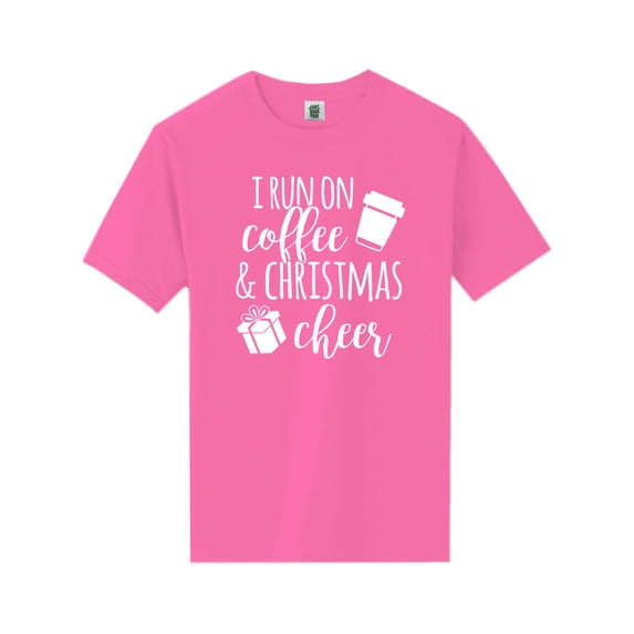 I Run On Coffee & Christmas Cheer Short Sleeve Neon T-Shirt