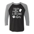 thumbnail image 1 of I Run On Coffee & Christmas Cheer Unisex 3/4 Sleeve Baseball Raglan Tee, 1 of 3