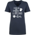 thumbnail image 1 of I Run On Coffee & Christmas Cheer Womens V-Neck T-Shirt, 1 of 2