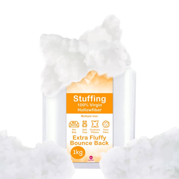 I&S Home Toy Stuffing 1kg Soft Hollowfiber Filling for Toys, Stuffing for Crochet, Cushions, Pillows, Pet Beds & Teddy Bears Hypoallergenic DIY - 15D Grade