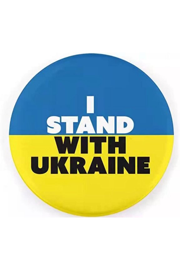 I STAND WITH UKRAINE BUTTON - Ukrainian Flag, Support Ukraine Original Artwork Brooch Pinback Button