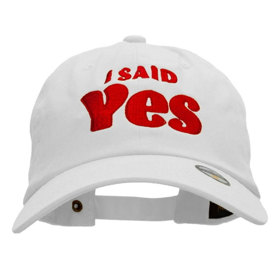 I Said Yes Embroidered Unstructured Cotton Twill Washed Cap - White OSFM