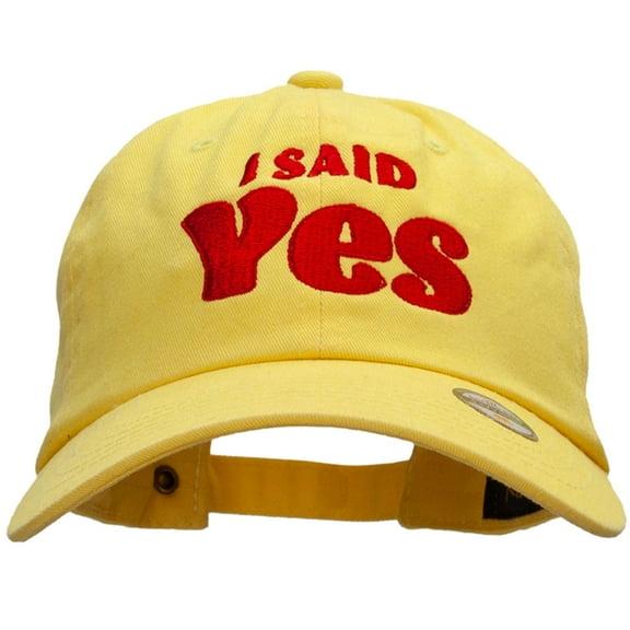 I Said Yes Embroidered Unstructured Cotton Twill Washed Cap - Yellow OSFM