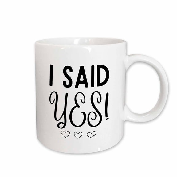 3drose, I Said Yes Wedding Gift Honeymoon and Bridal Shower Gift, 15oz Mug