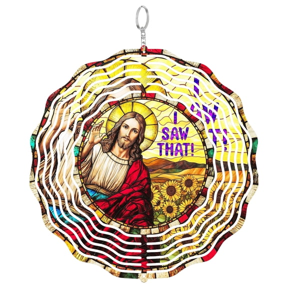 I Saw That Jesus 3D Wind Spinner, Funny Christian Garden Decor