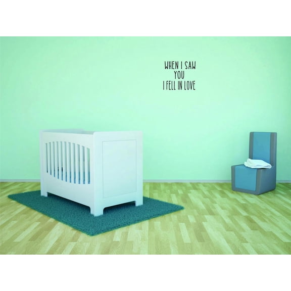 When I Saw You I Fell In Love Vinyl Wall Decal for Home - Darling Family Sea Friends Sand Cool Breeze Cute Wall Décor Bedroom Living Room Entry - Removable High Tact - Size: 24 In x 24 In