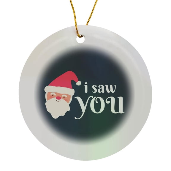 3drose, I Saw You - Santa Claus Icon, Circle Porcelain Ornament