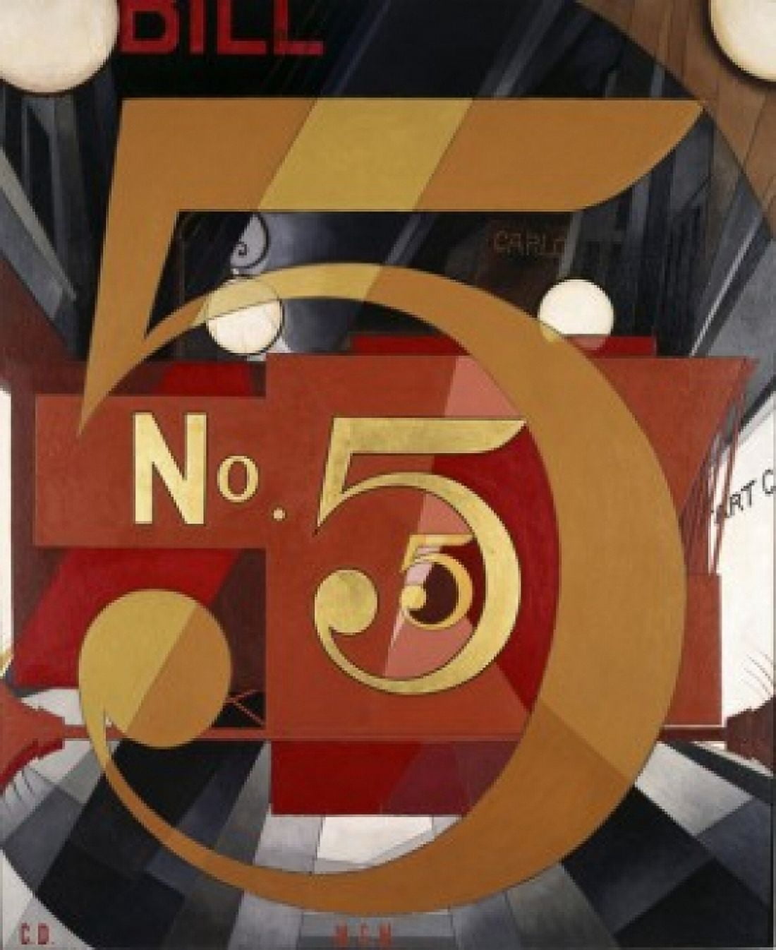 I Saw the Figure 5 in Gold 1928 Charles Demuth (1883-1935 American) Oil on cardboard Canvas Art - Charles Demuth (18 x 24)