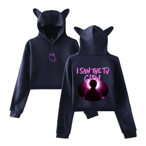 I Saw the TV Glow Short Hoodie casual fashion women's cat ear sports shirt hip-hop pullover
