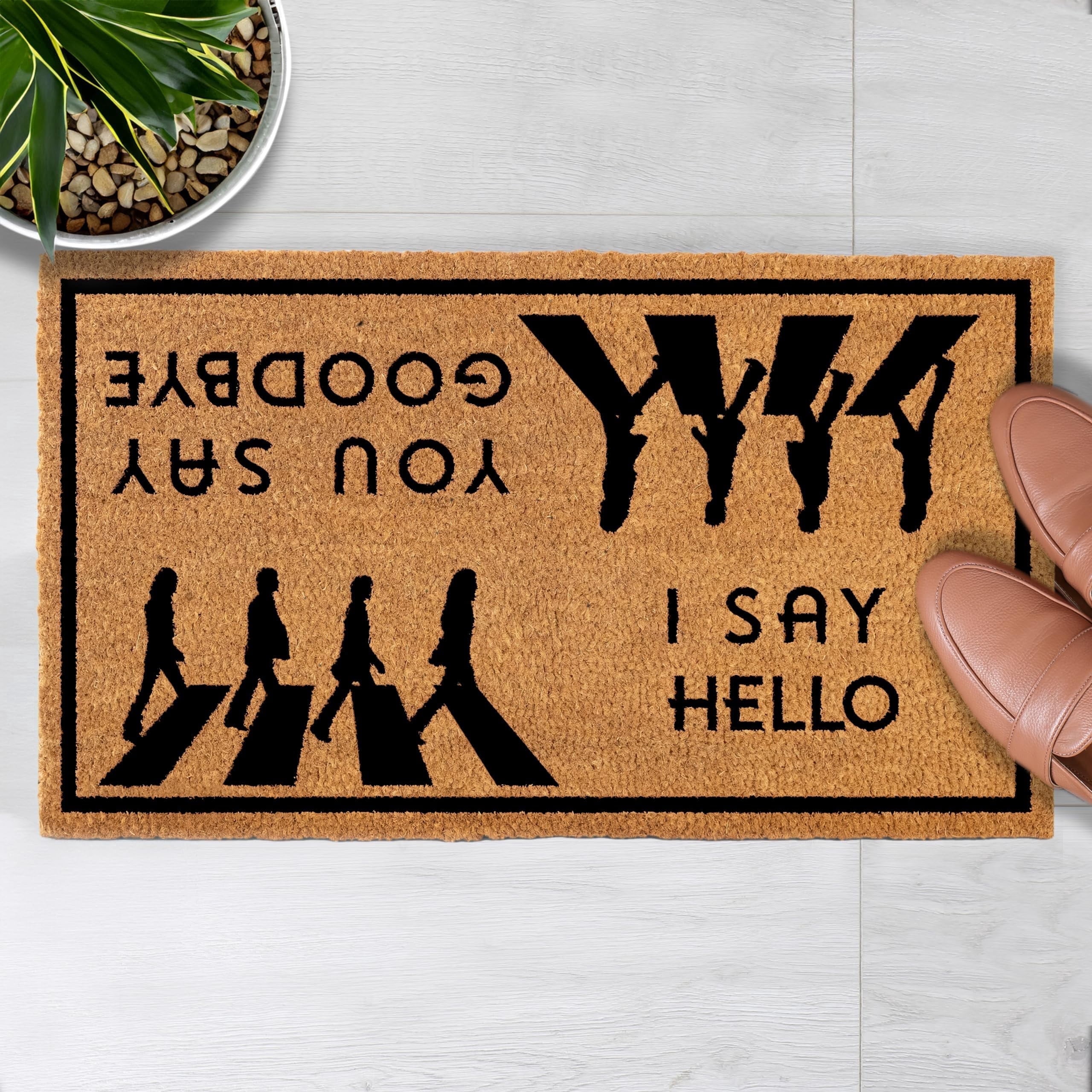 MAINEVENT I Say Hello You Say Goodbye Doormat 30x17 Inch, Outdoor Welcome Mat for Outside