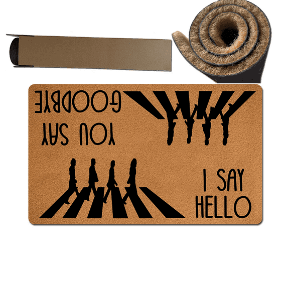 I Say Hello You Say Goodbye Doormat Coir Doormat Welcome Front Door Mats for Enter way Mat Non Slip Resist Dirt Entry Rugs for Entrance Anti-Slip PVC Backing 17.5" x 29.5"