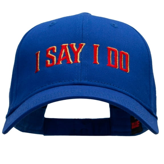 I Say I Do Embroidered Solid Cotton Twill Low Profile Strap Cap - Royal OSFM