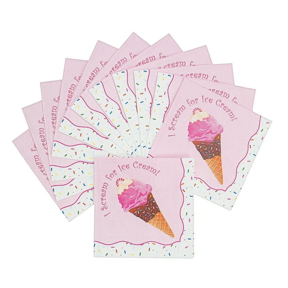 I Scream For Ice Cream Beverage Napkins - Party Supplies - 16 Pieces