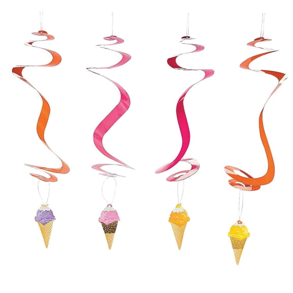 I Scream For Ice Cream Hanging Swirls - Party Decor - 12 Pieces