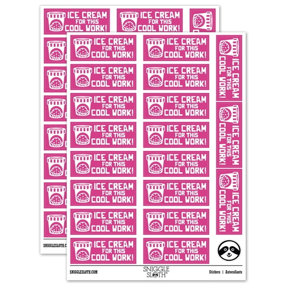 I Scream for this Cool Work Ice Cream Teacher Student School Sticker Set - Hot Pink - Gloss Finish - 2.00" Large